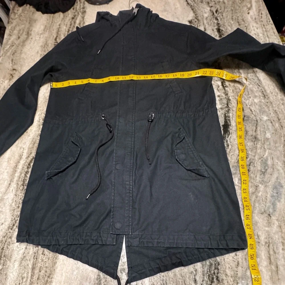 Southpole Fishtail Parka Jacket Mens L Hooded Utility Streetwear Black